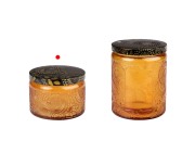 Staklena cilindrična teglica sa reljefom 120mL i aluminijumskim zatvaračem