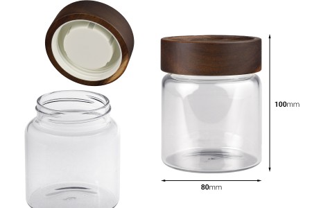 Staklena cilindrična teglica 300mL sa drvenim zatvaračem-2