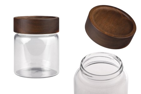 Staklena cilindrična teglica 300mL sa drvenim zatvaračem-1