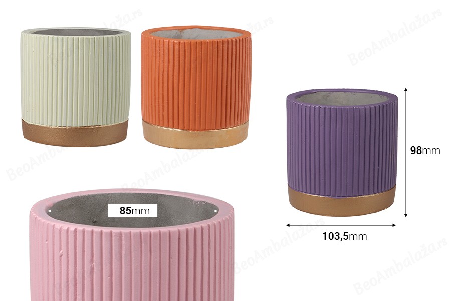 Dekorativna posuda od cementa 103,5x98 mm - 4 kom (miks boja)-dimenzije_slike