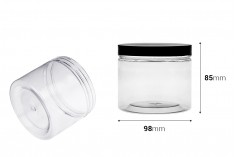 Plastična PET kutija 550mL za soli za kupanje, sa crnim zatvaračem