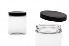 Plastična PET kutija 500mL za soli za kupanje, sa crnim zatvaračem 83x100 mm