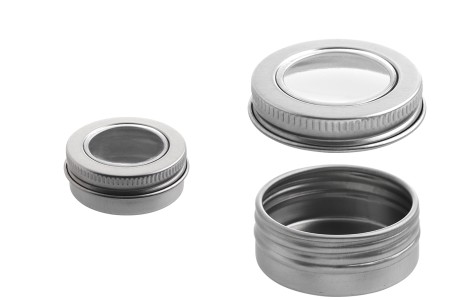 Aluminijumska srebrna kutijica 15mL sa prozorom na zatvaraču - 12 kom-slika_proizvoda