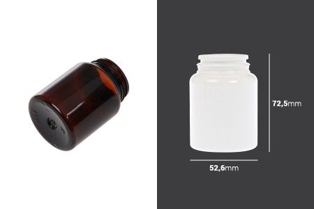 Plastična PET kutijica 100mL za lekove ili kapsule, bez zatvarača - 12 kom-dimenzije_slike