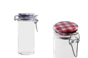Staklena okrugla teglica 90mL, sa hermetičkim zatvaranjem (žicom i gumicom na poklopcu)