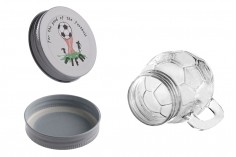 Τegla sa drškom 450mL u obliku lopte, sa srebrnim zatvaračem i fudbalskim motivom