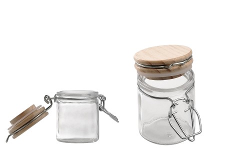 Staklena okrugla teglica 40mL sa drvenim poklopcem sa hermetičkim zatvaranjem (žicom i gumicom na poklopcu)-dimenzije_slike
