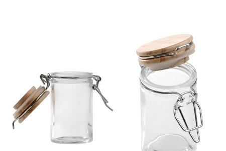 Staklena okrugla teglica 60mL sa drvenim poklopcem sa hermetičkim zatvaranjem (žicom i gumicom na poklopcu)-dimenzije_slike