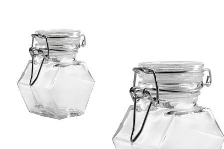 Staklena višeugaona teglica 100mL, sa hermetičkim zatvaranjem (žicom i gumicom na poklopcu)-dimenzije_slike
