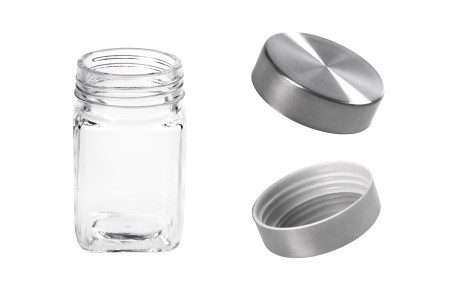 Staklena kockasta teglica 270mL sa srebrnim zatvaračem-dimenzije_slike