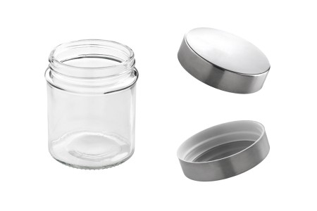 Staklena teglica 300mL okrugla sa srebrnim zatvaračem-grupa_slika