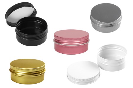 Aluminijumska kutijica 50mL sa unutrašnjom zaptivkom i zatvaračem u više boja - 12 kom-slika_proizvoda