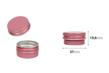 Aluminijumska kutija za kreme 15mL u roze boji, sa poklopcem sa zaptivkom-dimenzije_slike