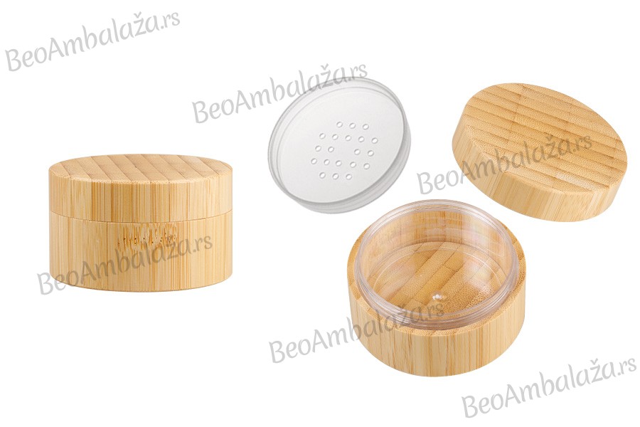 Teglica od bambusa 30mL (akrilna unutrašnjost) sa rešetkicom za pudere i kozmetičke proizvode