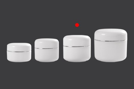 Plastična bela kutijica sa srebrnom linijom 30mL sa duplim dnom, međupoklopcem i zatvaračem - 12 kom-grupa_slika