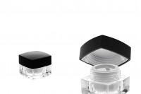 Luksuzna akrilna kutija za kreme kapaciteta 5ml, sa crnim poklopcem, međupoklopcem u poklopcu i plastični na kutiji  