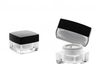 Luxurious acrylic cream jar 10 ml with black cap