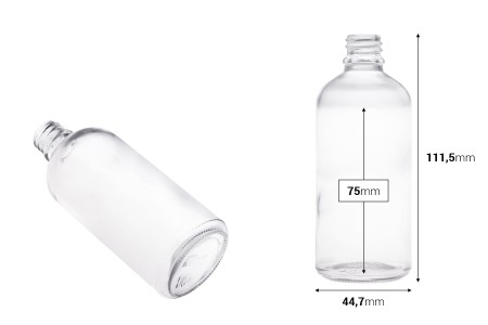 Providna staklena bočica za etarska ulja 100mL, sa grlom PP18 - bez zatvarača-2