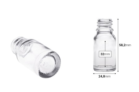 Staklena bočica 10mL za etarska ulja, providna, sa grlom PP18-2
