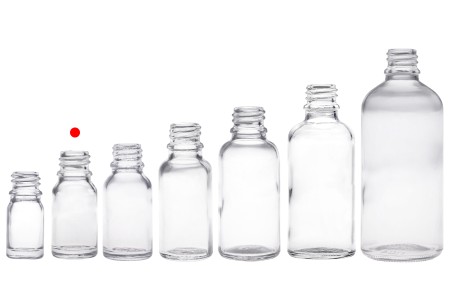 Staklena bočica 10mL za etarska ulja, providna, sa grlom PP18-6