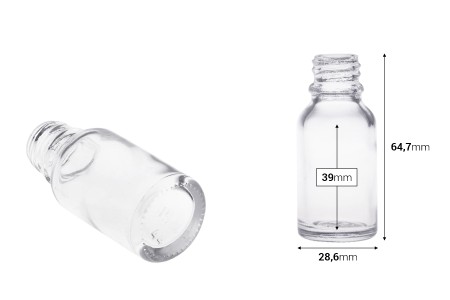 Providna staklena bočica za etarska ulja 15mL, sa grlom PP18 - bez zatvarača-2