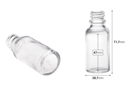 Providna staklena bočica za etarska ulja 20mL, sa grlom PP18 - bez zatvarača-2