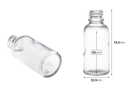 Providna staklena bočica za etarska ulja 30mL, sa grlom PP18 - bez zatvarača-2