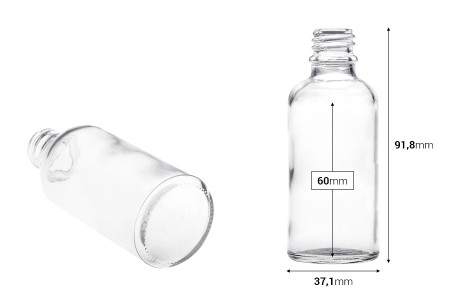 Providna staklena bočica za etarska ulja 50mL, sa grlom PP18 - bez zatvarača-2