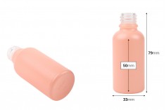 Staklena MAT roze bočica za etarska ulja 30mL, sa grlom PP18