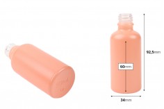 Staklena MAT roze bočica za etarska ulja 50mL, sa grlom PP18