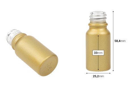 Staklena MAT zlatna bočica za etarska ulja 10mL, sa grlom PP18-2
