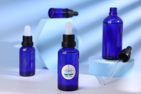 Plava staklena bočica za etarska ulja 50mL, sa grlom PP18 - bez zatvarača-5