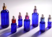 Plava staklena bočica za etarska ulja 100mL, sa grlom PP18 - bez zatvarača