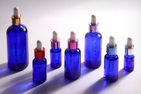 Plava staklena bočica za etarska ulja 50mL, sa grlom PP18 - bez zatvarača-6