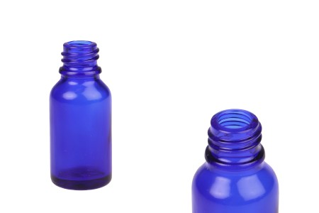 Plava staklena bočica za etarska ulja 15mL, sa grlom PP18 - bez zatvarača-1