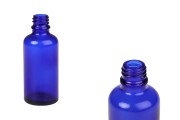 Plava staklena bočica za etarska ulja 50mL, sa grlom PP18 - bez zatvarača
