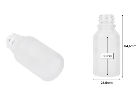 Providna staklena bočica od peskiranog stakla za etarska ulja 15mL, sa grlom PP18 - bez zatvarača-2
