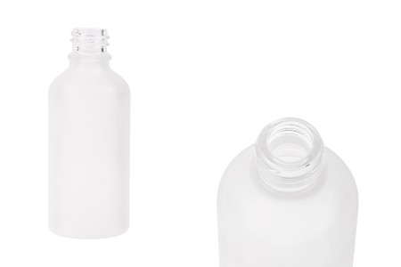 Providna staklena bočica od peskiranog stakla za etarska ulja 50mL, sa grlom PP18 - bez zatvarača-1