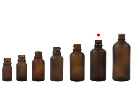 Braon staklena bočica od peskiranog stakla za etarska ulja 50mL, sa grlom PP18 - bez zatvarača-6