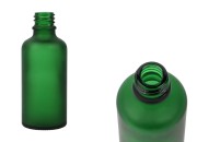 Zelena staklena bočica od peskiranog stakla za etarska ulja 50mL, sa grlom PP18 - bez zatvarača Zelena staklena bočica od peskiranog stakla za etarska ulja 50mL, sa grlom PP18 - bez zatvarača