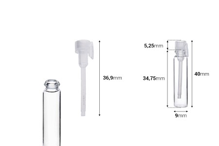 Staklena bočica, tester za parfeme 1mL-dimenzije_slike