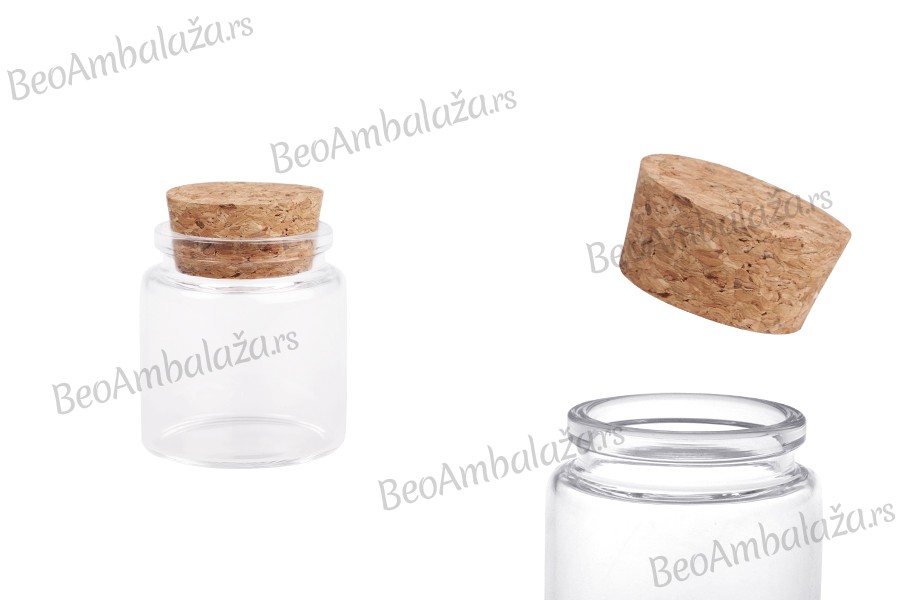 Staklena flašica sa plutanim čepom za poklončiće 50mL, 47x50 mm - 12 kom