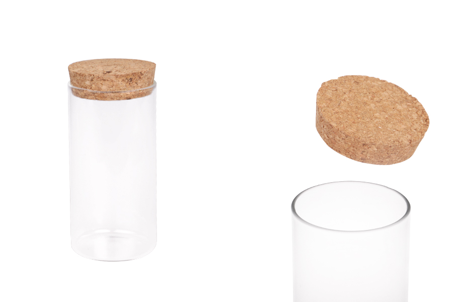 Tegla za sveću bez navoja sa plutanim čepom 250mL - 12 kom Tegla za sveću bez navoja sa plutanim čepom 250mL - 12 kom