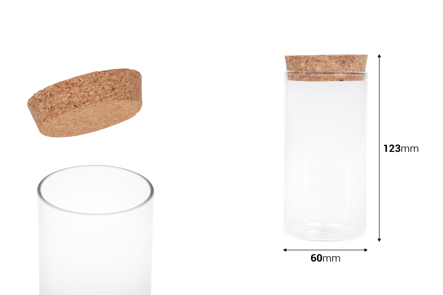 Tegla za sveću bez navoja sa plutanim čepom 250mL - 12 kom Tegla za sveću bez navoja sa plutanim čepom 250mL - 12 kom