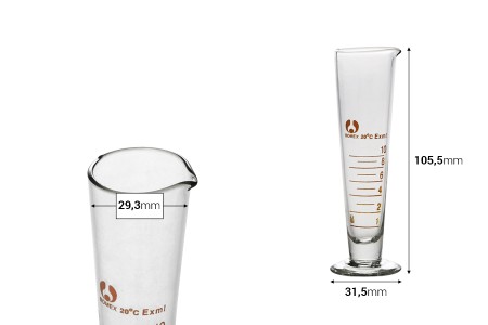 Staklena menzura zapremine 10mL-dimenzije_slike