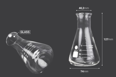 Staklena posuda (Erlenmeier) 150ml-dimenzije_slike