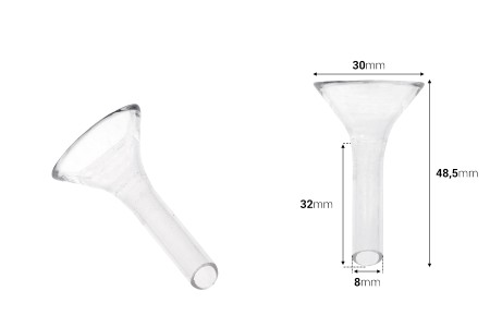 Stakleni levak prečnika 30 mm (prečnik cevčice 8 mm)-dimenzije_slike