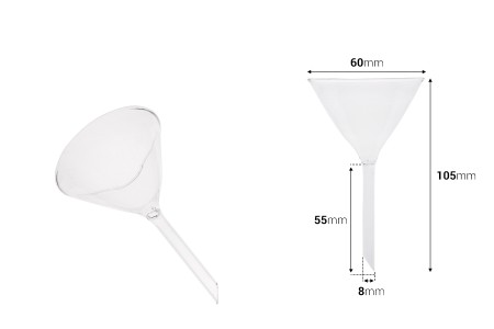 Stakleni levak prečnika 60 mm (prečnik cevčice 8 mm)-dimenzije_slike