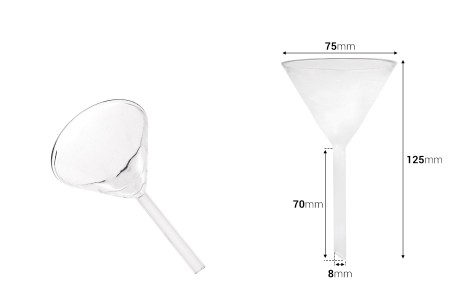 Stakleni levak prečnika 75 mm (prečnik cevčice 8 mm)-dimenzije_slike