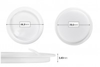 Plastični međupoklopac (PE) bele boje, visine 3,43 mm i prečnika 44,30 mm (mali prečnik: 39,60 mm) - 12 kom